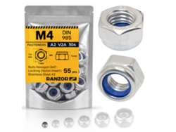 Tuerca Autoblocante Inox A2 Din 985 M4 (55 Un.) Ranzor | Hex Lock Nut Stainless Steel Aisi 304