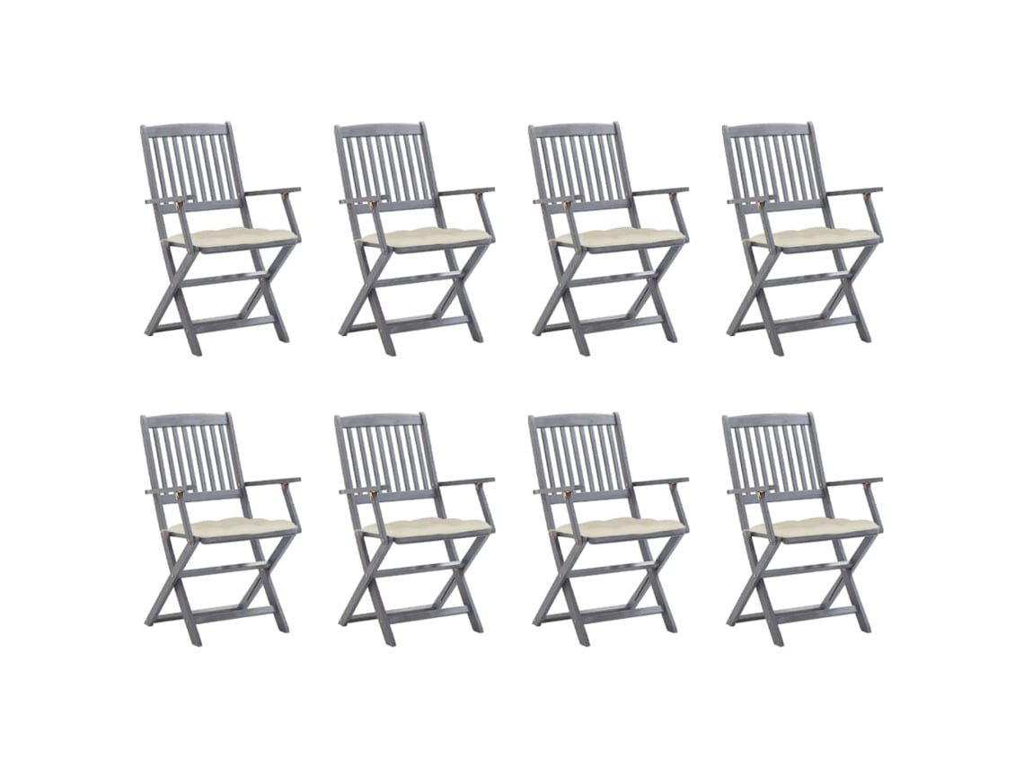 Sillas plegables de exterior DKD Home Decor de 8 piezas con cojines de acacia maciza