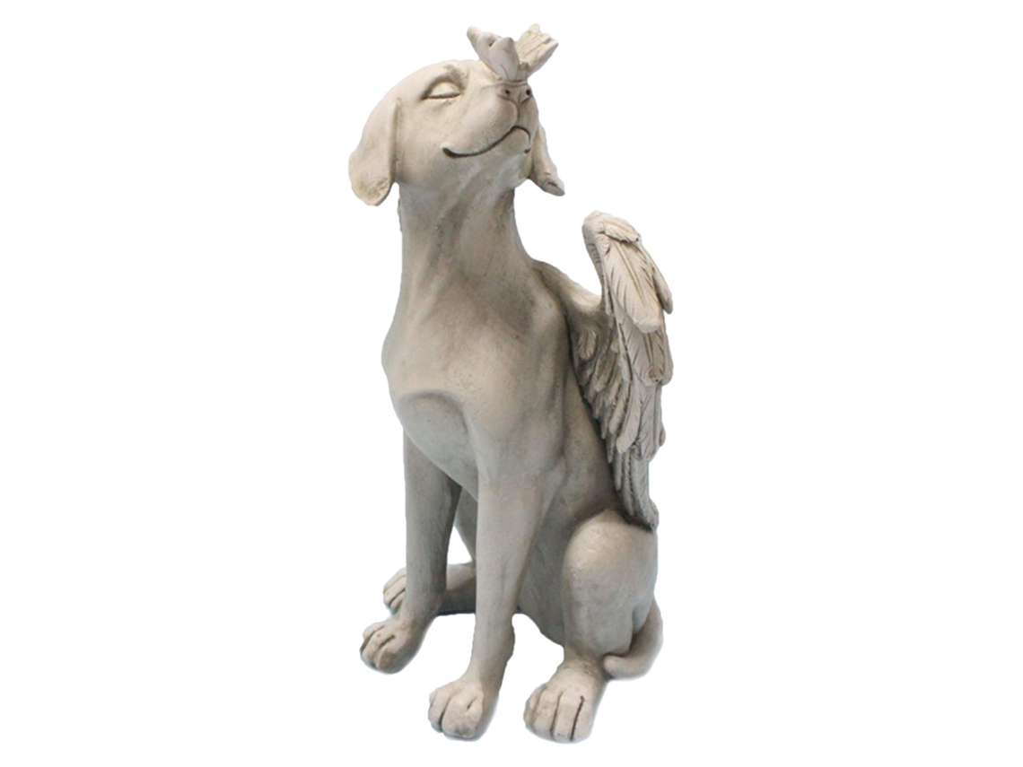 Estatua conmemorativa de perro ángel, resina, para jardín al aire libre