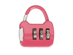 Candado portátil de tres dígitos para equipaje con cremallera y combinación. Mdug (rosa)