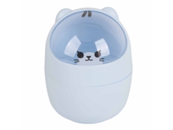Mini papelera de mesa Jinwei Cute con tapa, amplia abertura, papelera de plástico desmontable, color azul.