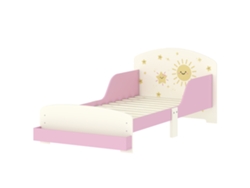 Cama infantil para niños de 3 a 8 años, de madera maciza con espacio de almacenamiento y cojines laterales, 150 x 77 x 60 cm, rosa PRIME KANG