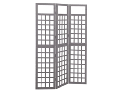 Biombo divisorio de ambientes, partición de 3 paneles, celosía de madera de abeto gris, Dec031197