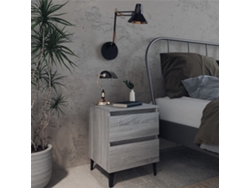 Mesas Cabeceira LOVELY HOME Mesinha com Pernas em Metal 2Pcs 40X35X50Cm Sonoma Cinza