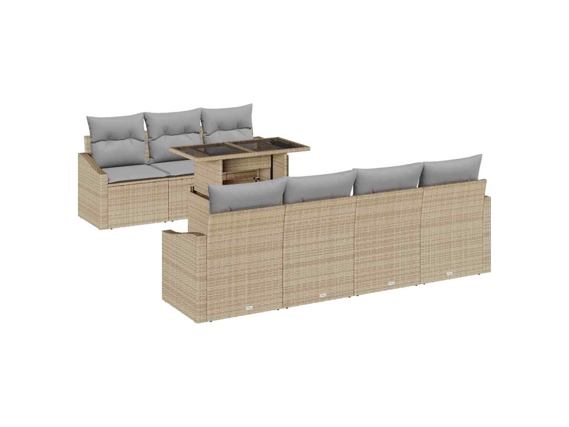 Maison Exclusive - Conjunto De Sofá De Jardín Con Cojín 8 Pcs Beige Y Gris Claro