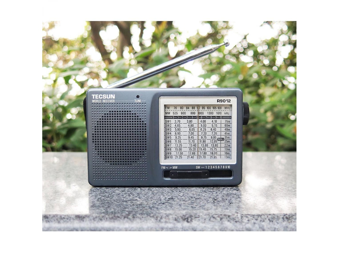 Receptor de radio FM/AM/SW de 12 pulgadas de alta sensibilidad con funda de transporte portátil (negro)