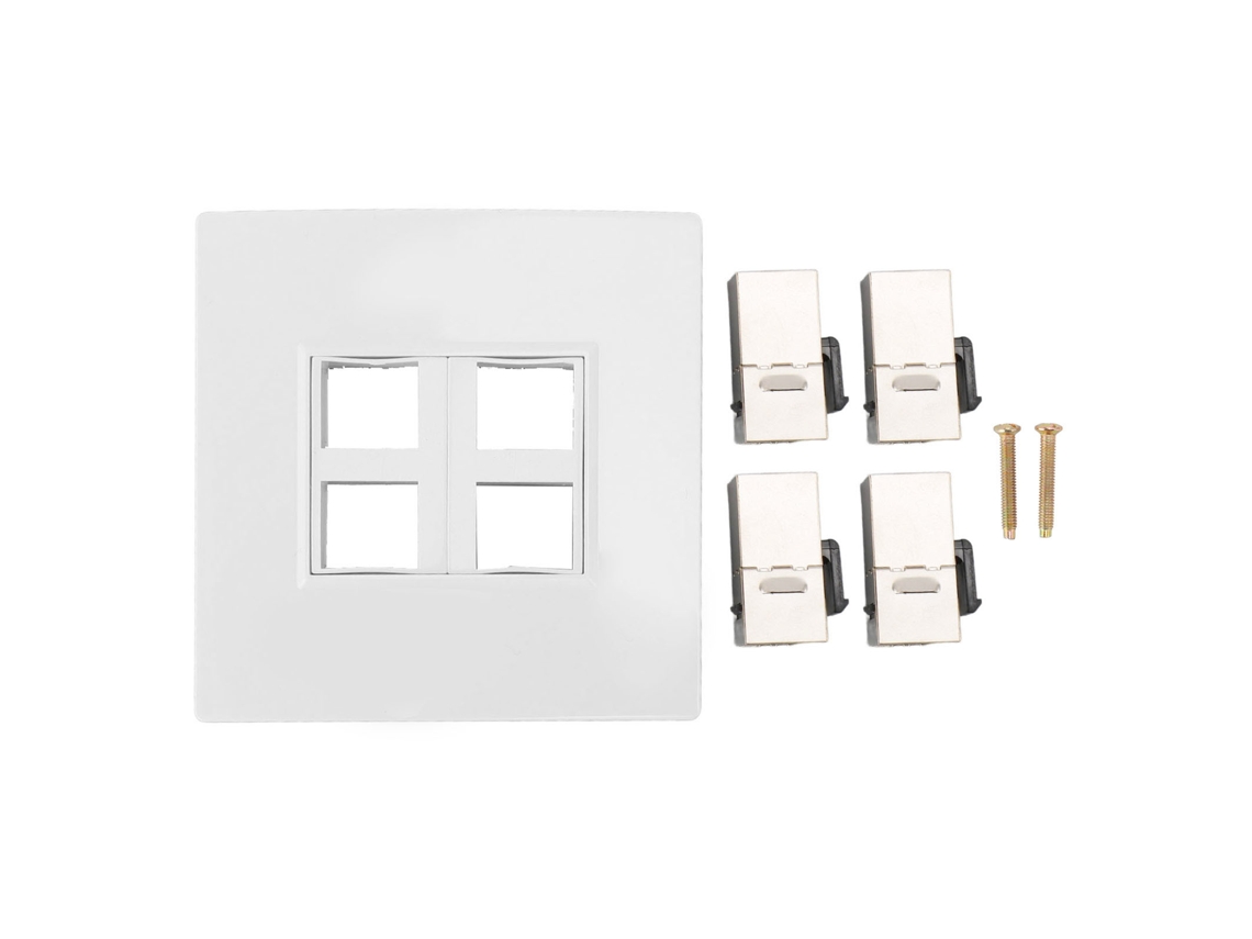 Placa De Parede Ethernet Cat6 4 Portas Fêmea Para Fêmea Sem Fio Desorganizado Para Internet Cat5 Cat5e Cat6 Cat6a