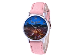 Reloj De Pulsera Analógico Redondo De Aleación Con Movimiento De Cuarzo, Color Rosa De Moda, Para Hombres Y Mujeres.