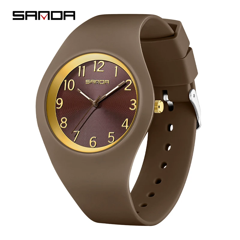Reloj Infantil De Cuarzo (marrón), Unisex, Con Correa De Silicona Impermeable.