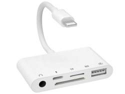 Adaptador de cámara USB OTG dual 3 en 1 con enchufe de alimentación, compatible con iPhone 12, 11, etc., teclado MIDI, ratón, etc., color blanco Yizhood