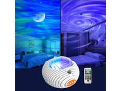 Luz nocturna de doble efecto Ikikso, proyector de 14 colores y ruido blanco, temporizador y control remoto (blanco)