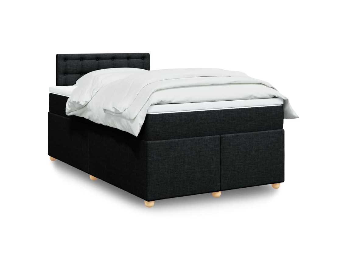 Cama Box Spring Con Colchón Tela Negro 120x190 Cm