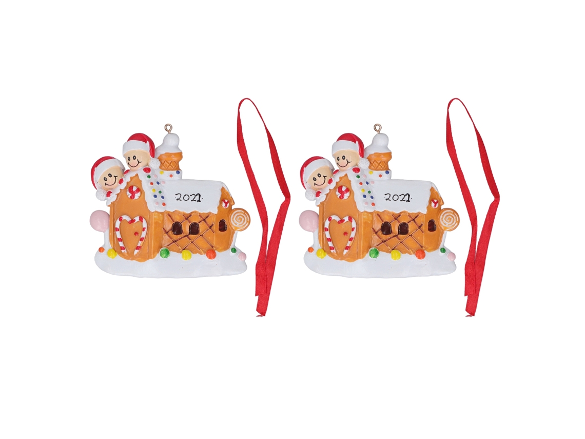 2 Piezas Colgante De Árbol De Navidad Resina Tallada Pintada A Mano Decoración Navideña Para Hogar 22 W249