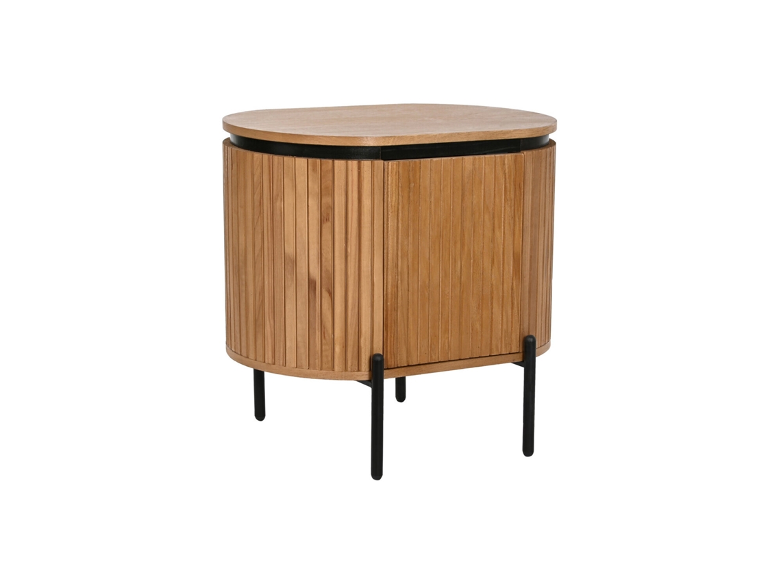 Mesita De Noche Paulownia Metal Marron 55x40x55cm