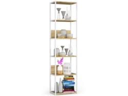 Estantería Loft 50 Cm Akord Metálica Blanco Con 6 Estantes En Roble Artisan 50x32x191 Cm