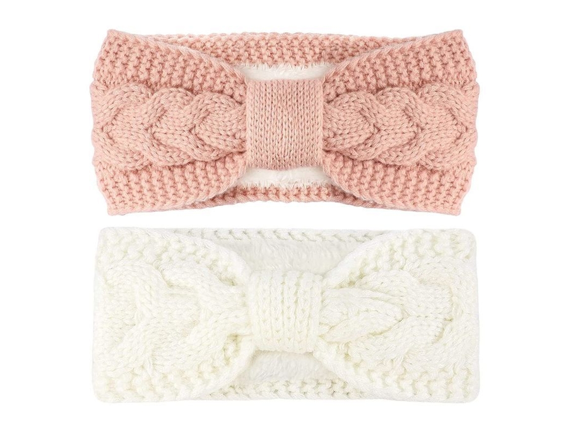 Diadema De Invierno Para Mujer, Conjunto De Tiara Tejida De 2 Piezas Con Relleno, Cómoda Y Elástica Para Mujer.