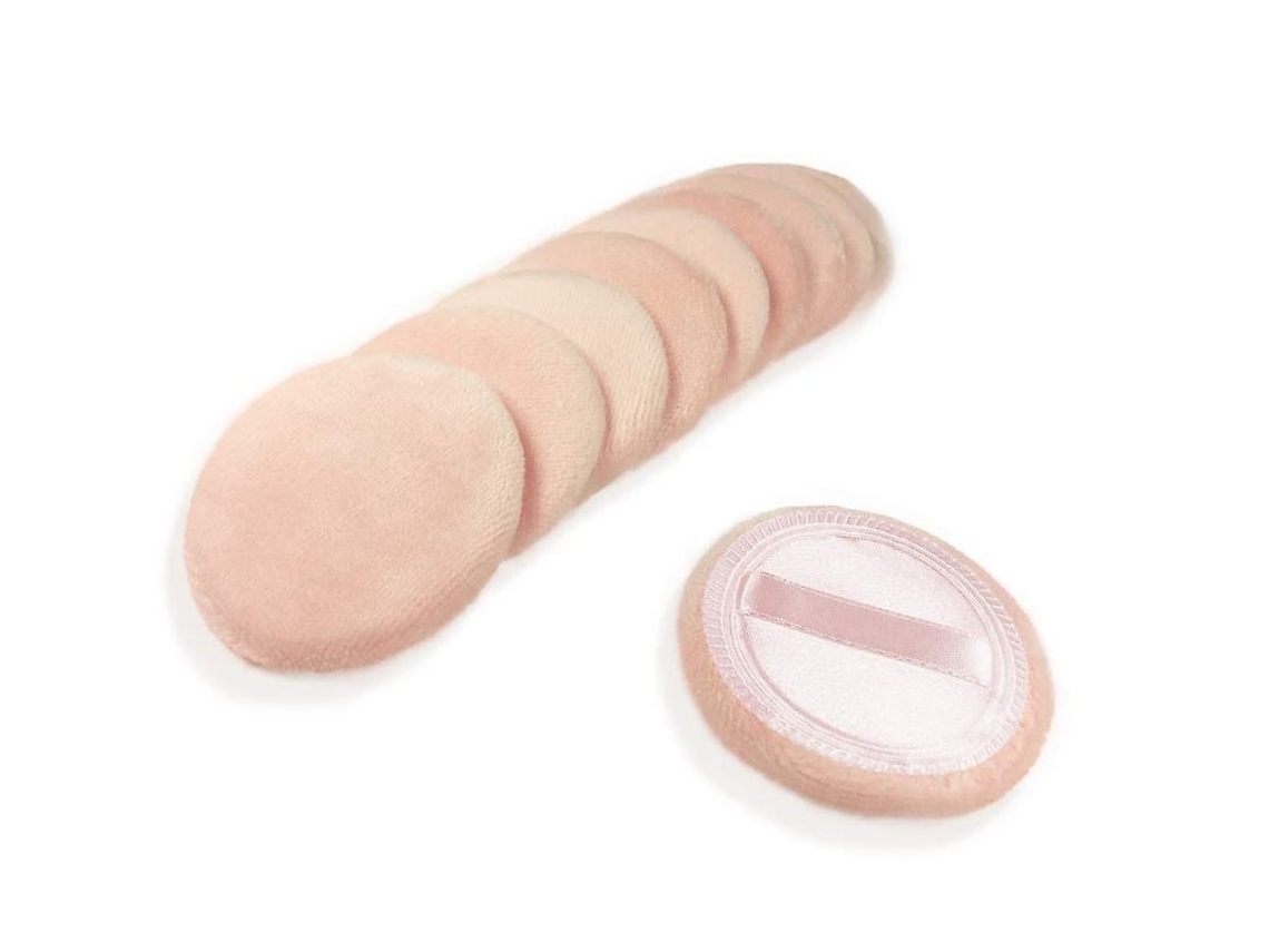 10 Esponjas De Algodón Para Maquillaje Con Cinta Adhesiva Para Polvos Sueltos Y Base De Maquillaje - Tamaño Regular De 6 Cm