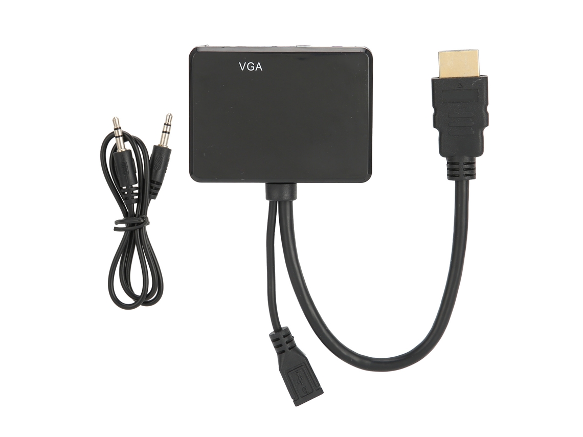 Convertidor Y Divisor De Señal Hdmi A Vga Y Hdmi Con Salida De Audio - Negro