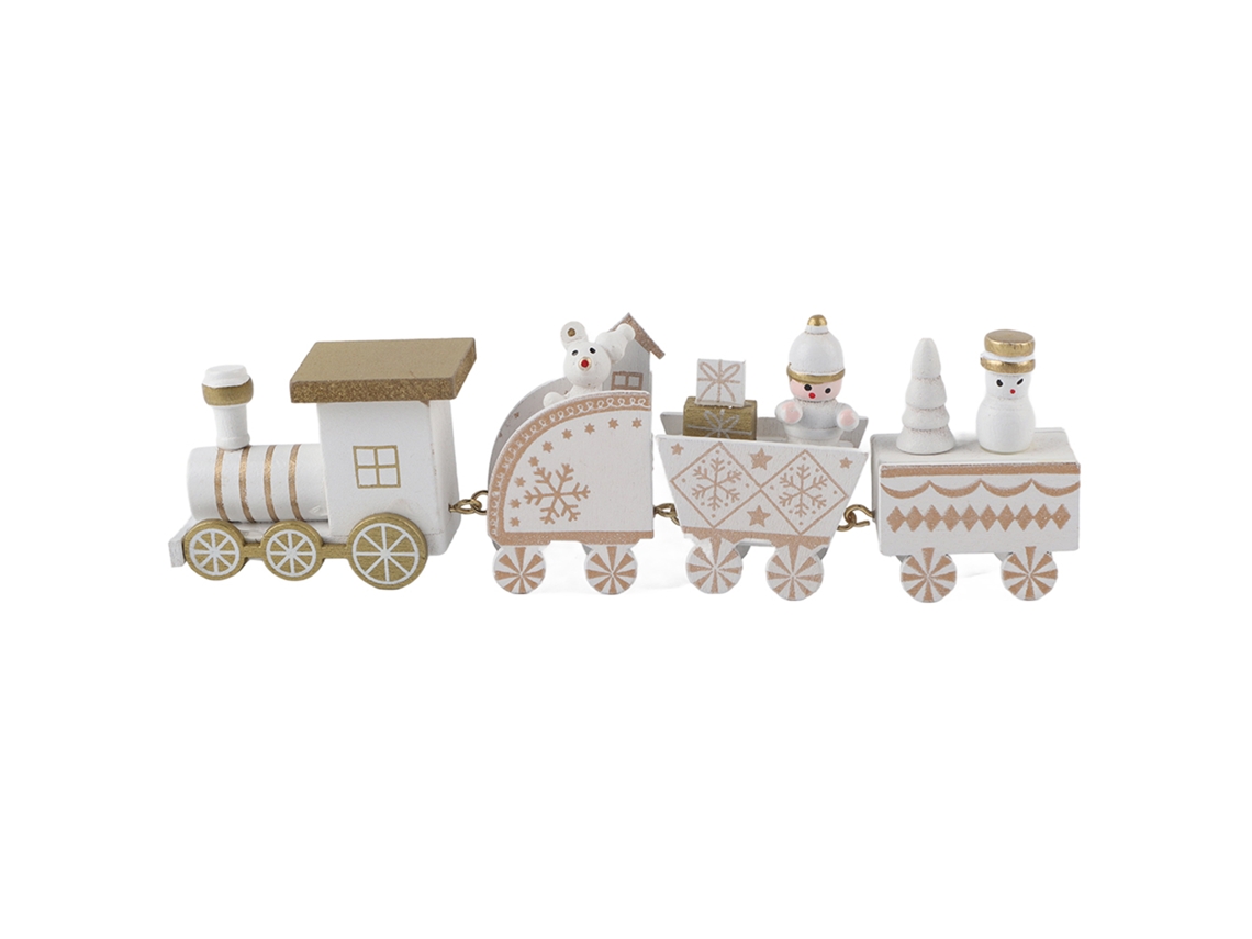 Ats-juguete Tren De Madera Navideño Para Niños Mini Tren Diy Decoración Hogar Regalo Blanco