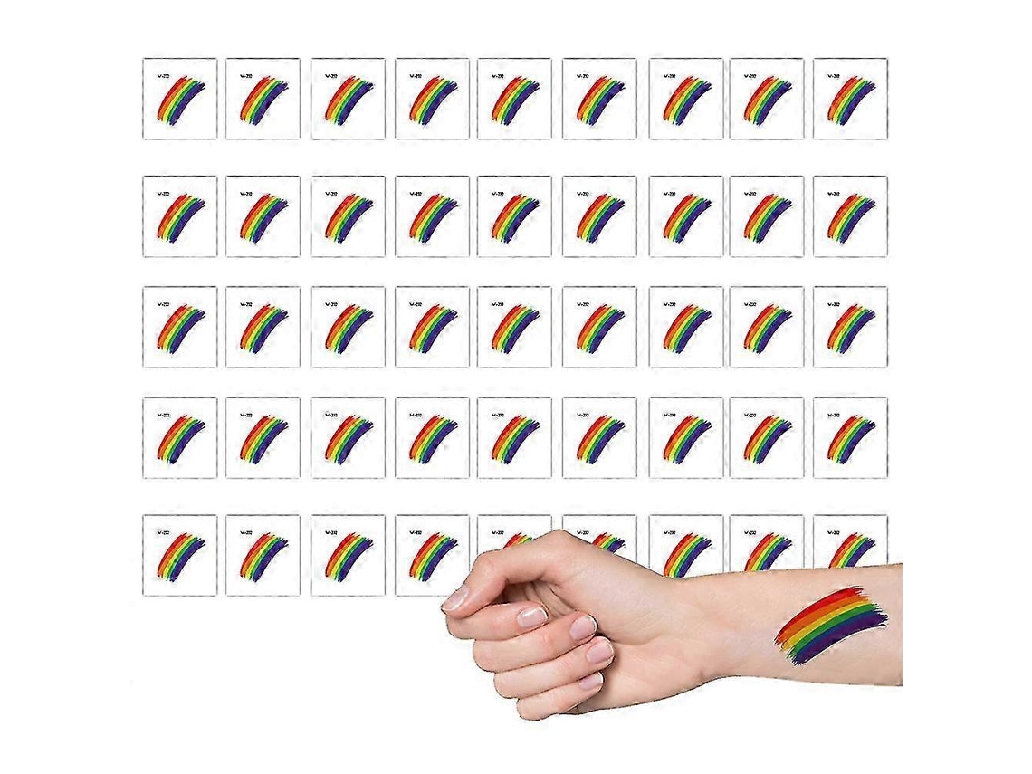 Tatuajes temporales resistentes al agua con pegatinas de la bandera arcoíris para el Orgullo Gay - Paquete de 45