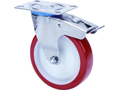 Rueda giratora placa fr.inox.10zlifd100-pol poliamix blanc-poliur.marron liso ALEX