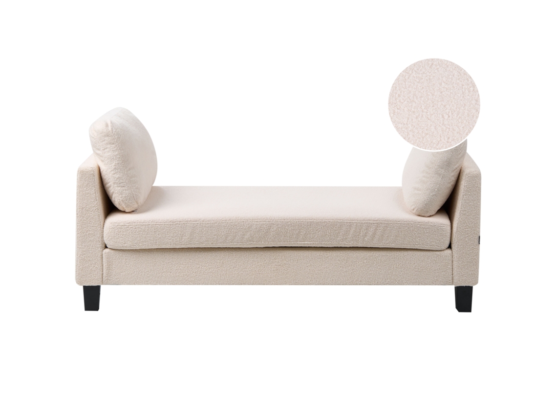 Chaise Longue Beliani Archiane De Bouclé Branco 170x85x60