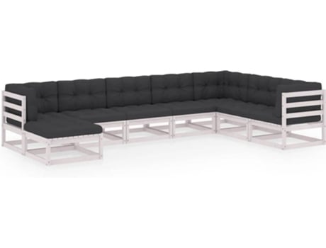 Conjunto 8 Muebles de jardín VIDAXL y cojines madera maciza pino