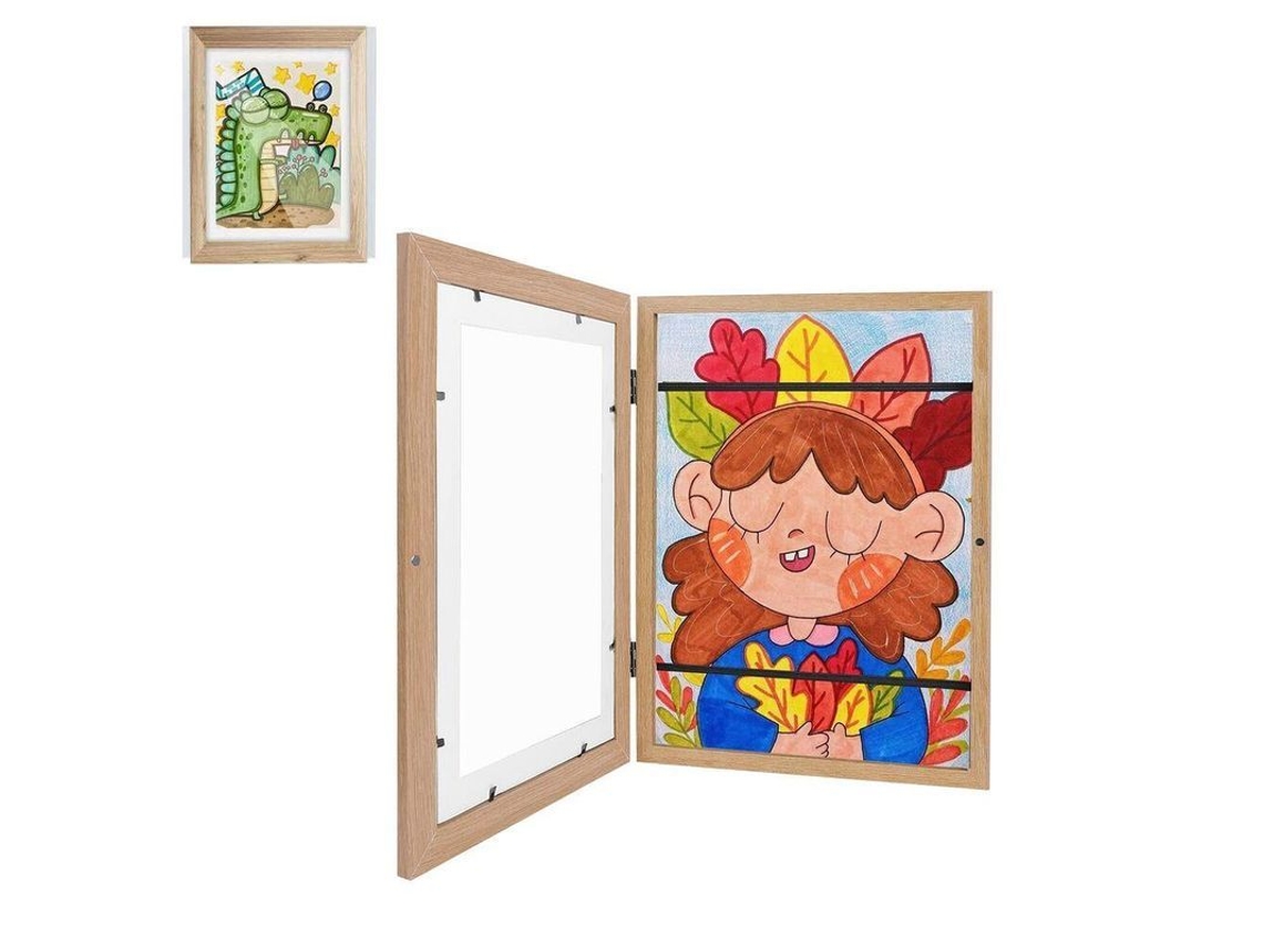 Rebe-marco Para Arte Infantil Marco De Fotos Com Armazenamento Para Desenhos E Manuals Gpn Madeira Original