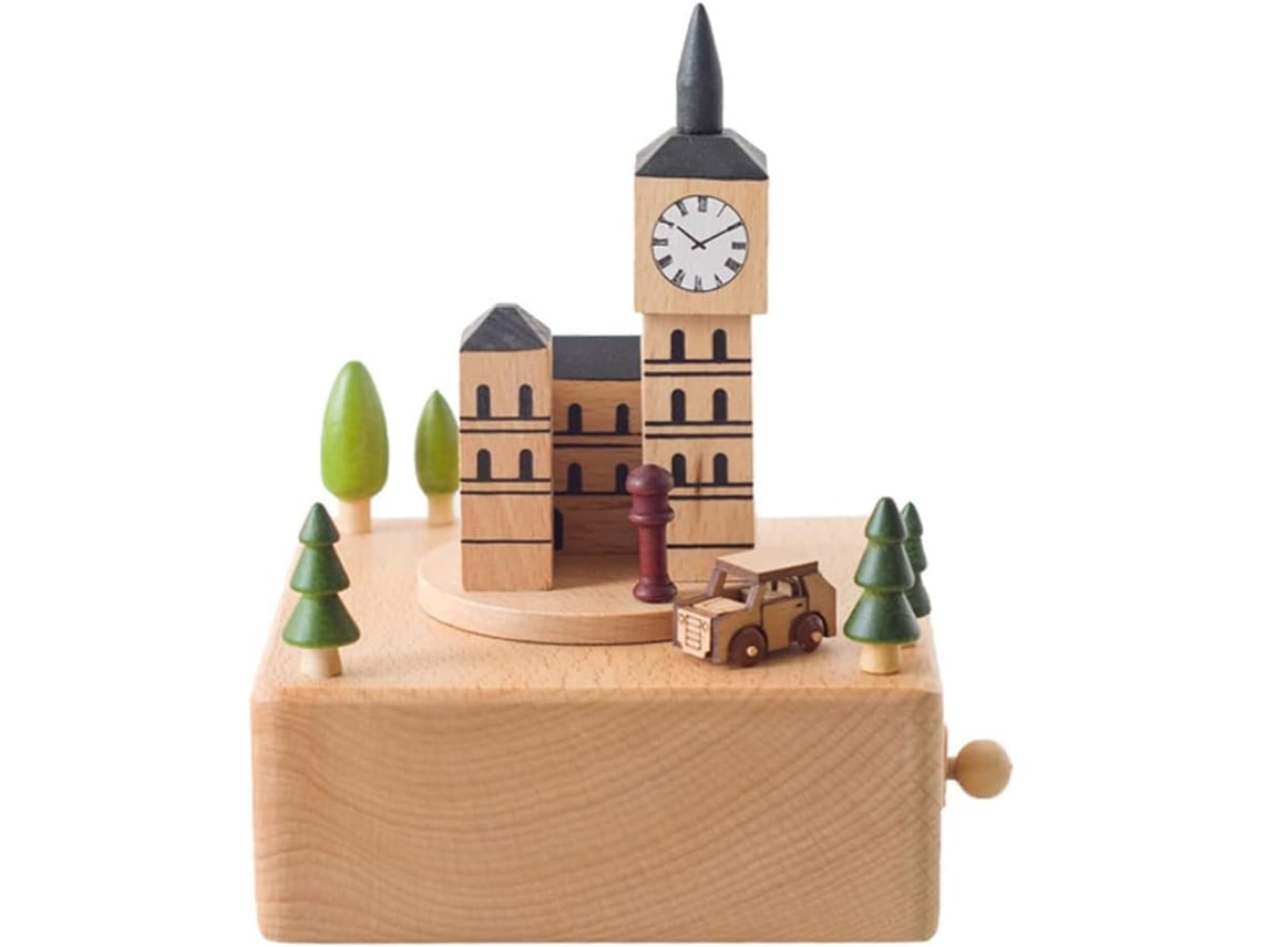 Caja De Música De Madera, Regalo De San Valentín, Cumpleaños O Viaje, Big Ben De Londres Con Pequeño (marrón)