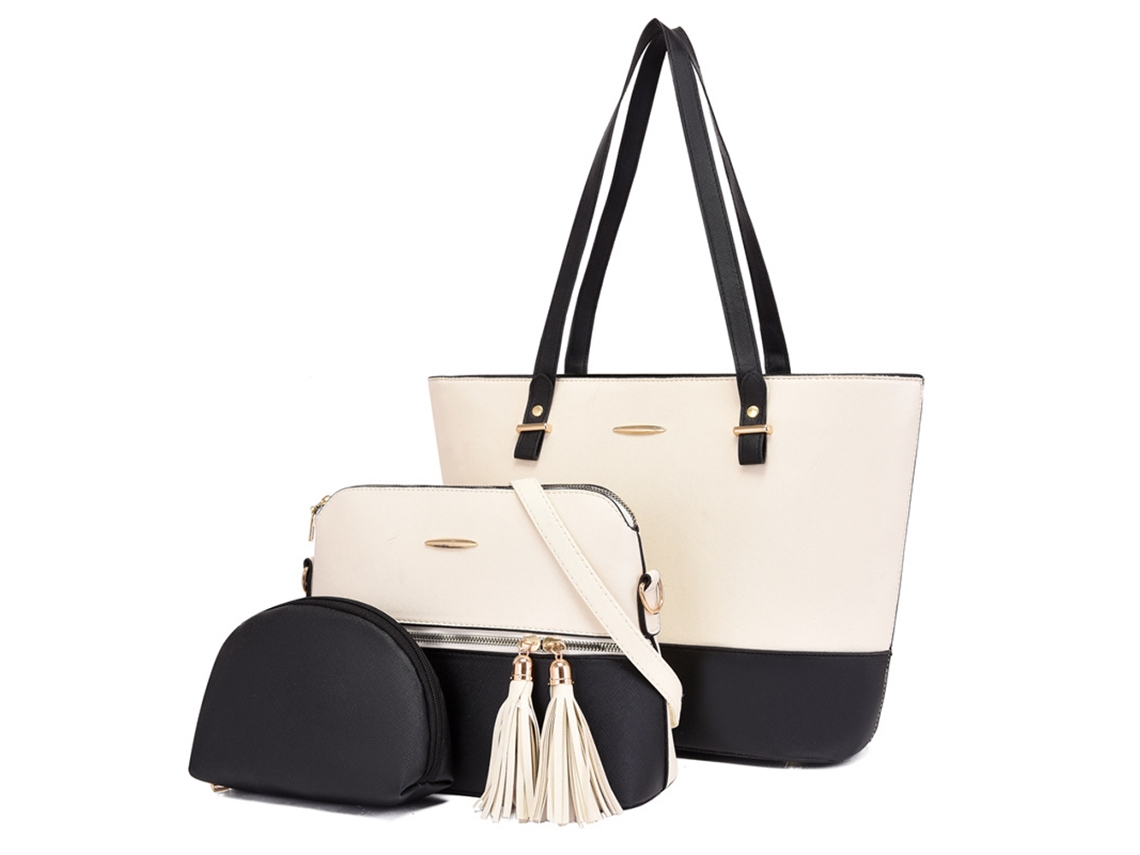 Conjunto de bolso para madre e hija (blanco con detalles en negro)