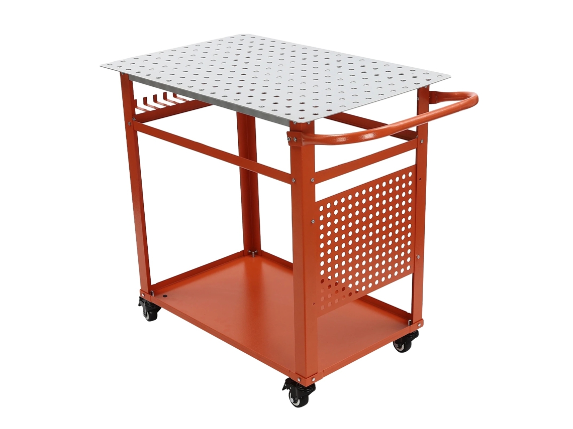 Mesa de soldadura, capacidad de carga de 272 kg, banco de trabajo móvil, rojo, talla M, 1 unidad.