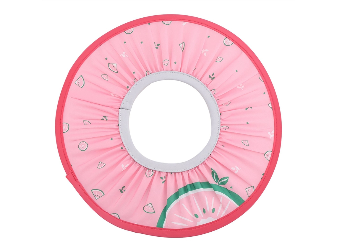 Touca de Banho Impermeável Rebe para Bebê com Elástico, Chapéu Protetor para Crianças no Banho com Shampoo, Rosa