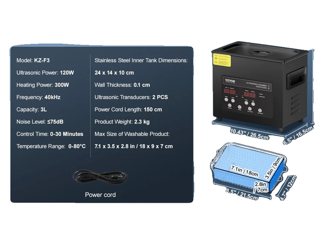Limpieza ultrasónica, modo de desgasificación de doble potencia, capacidad de calentamiento, OEM de 3 l