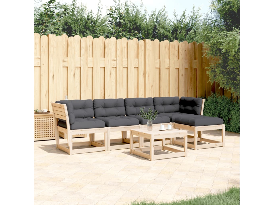 Conjunto This 5 Piece Sofas De Jardin Com Almofadões Pinho Macíço Dkd Home Decor