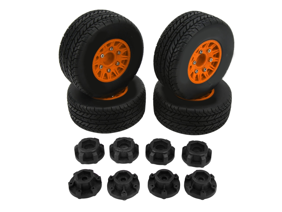 Neumáticos y llantas Mali para camión RC Short Course escala 1/10 con adaptadores hexagonales para Orange Arma
