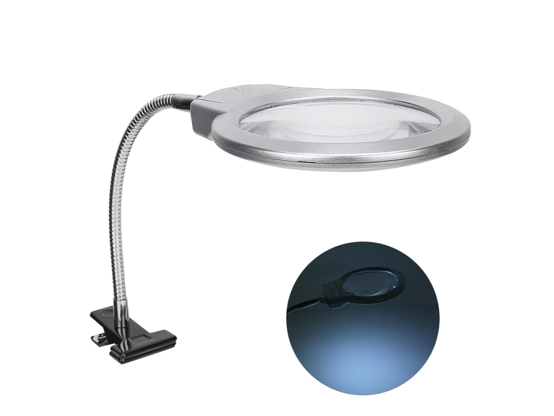Lupa Led Con Abrazadera De Plástico Abs Para Iluminación De Lectura, 2,25x/5x.