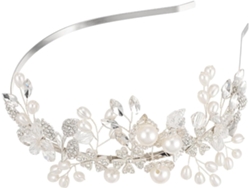 Tiara De Casamento Delicada Em Liga De Prata Ciieeo Com Pérolas E Flores, Acessório Para Cabelo.