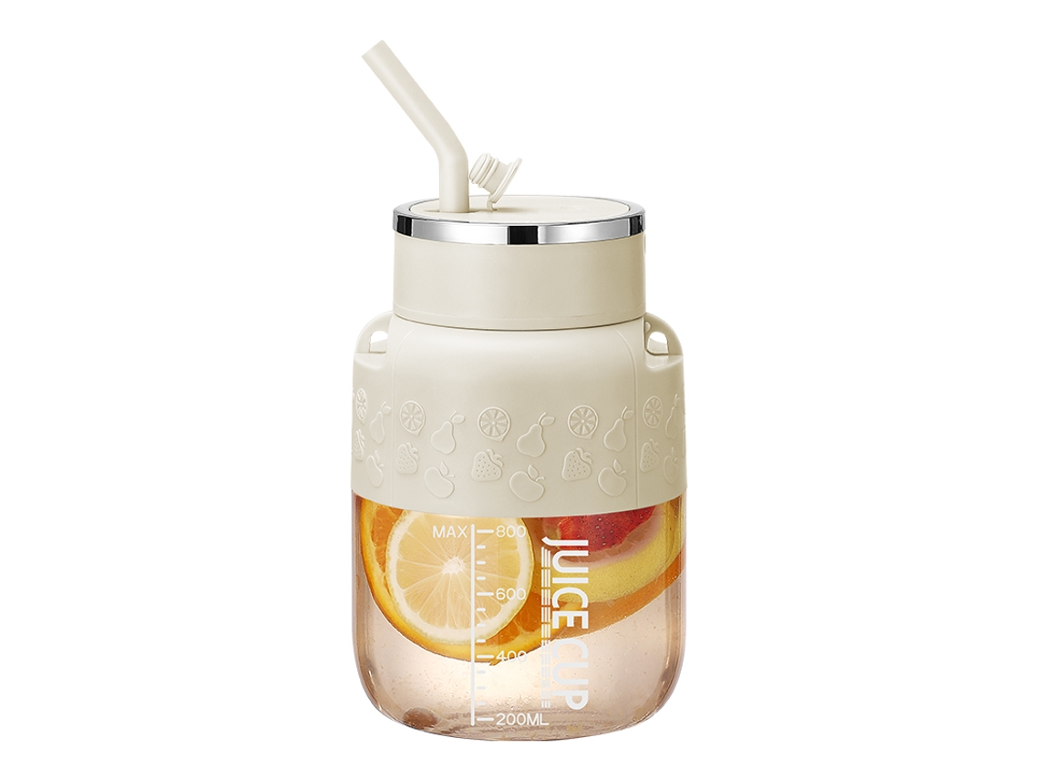 Vasos para licuadora portátil K2 de 800 ml. Carga USB. Color blanco crema. Gran capacidad para uso doméstico. Sfushos