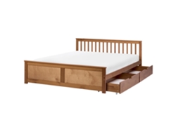 Cama De Casal Beliani Olendon De Madeira De Pinho Castanho 180x200