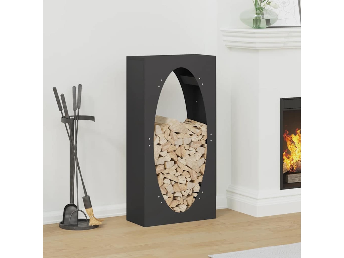 Leñero de acero laminado en frío negro de 50 x 23 x 100 cm LOVELY HOME