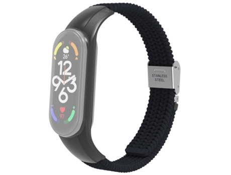 Correa de acero inoxidable trenzado con hebilla ajustable para Xiaomi Mi Band 7 - negro