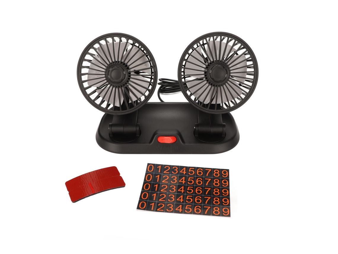 Ventilador de coche Mali 5V USB Bivolt, silencioso, giratorio 360°, portátil para camión, furgoneta, SUV, autocaravana, barco.