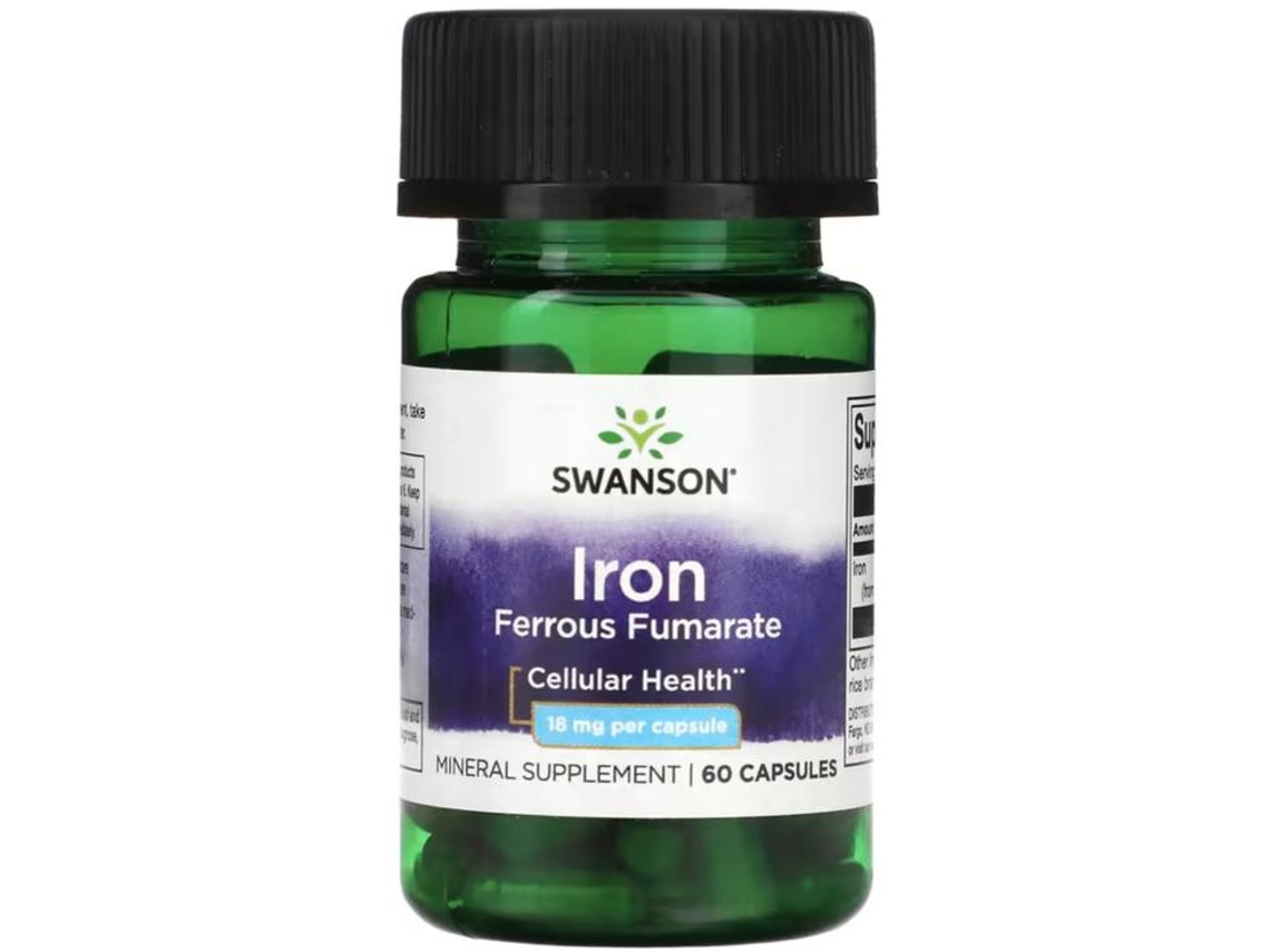 Swanson, Hierro Ferroso Fumarato, 18 Mg, 60 Cápsulas