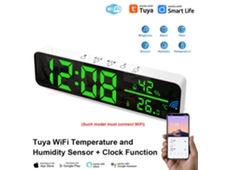 Sensor de temperatura y humedad Tuya Wifi compatible con despertador, reloj de mesa USB con control por aplicación y Alexa Google Home para decoración.