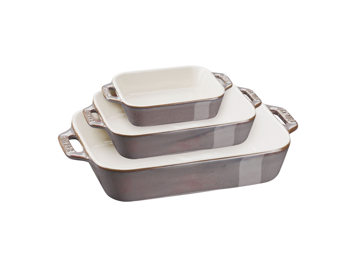 Ceramique Set de bandejas horno S/M/L 3-pzs, Gris antiguo STAUB