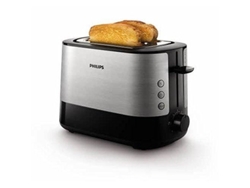 Tostadora de pan Philips HD2637/90 con ranuras anchas, metal y negro, 950 W