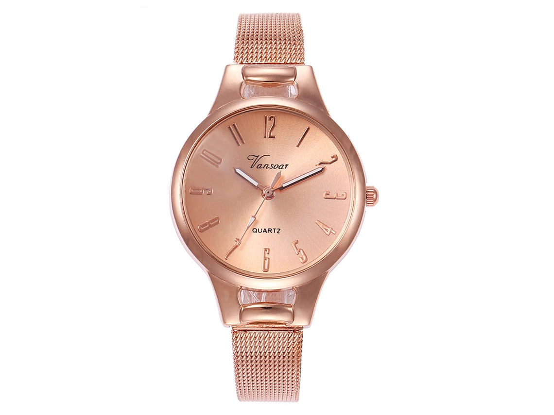 Reloj Analógico De Cuarzo Redondo De Aleación De Oro Rosa Para Mujer, Ideal Para Negocios Y Uso Diario.