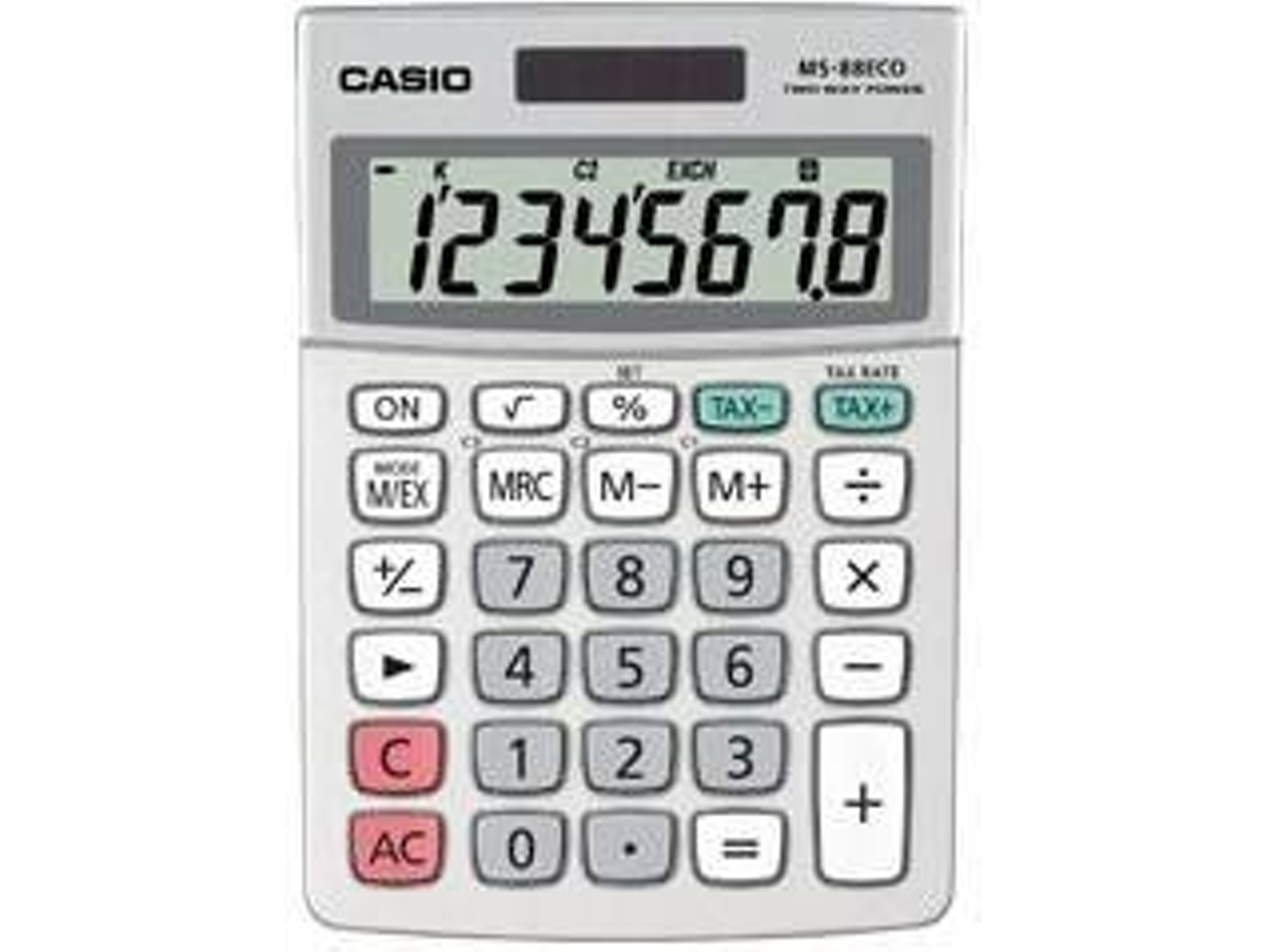Calculadora Básica CASIO MS-88ECO Gris (8 dígitos)