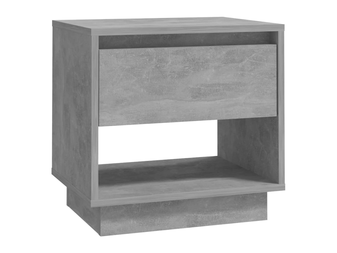 Mesita de noche de madera gris cemento (45 x 34 x 44 cm)