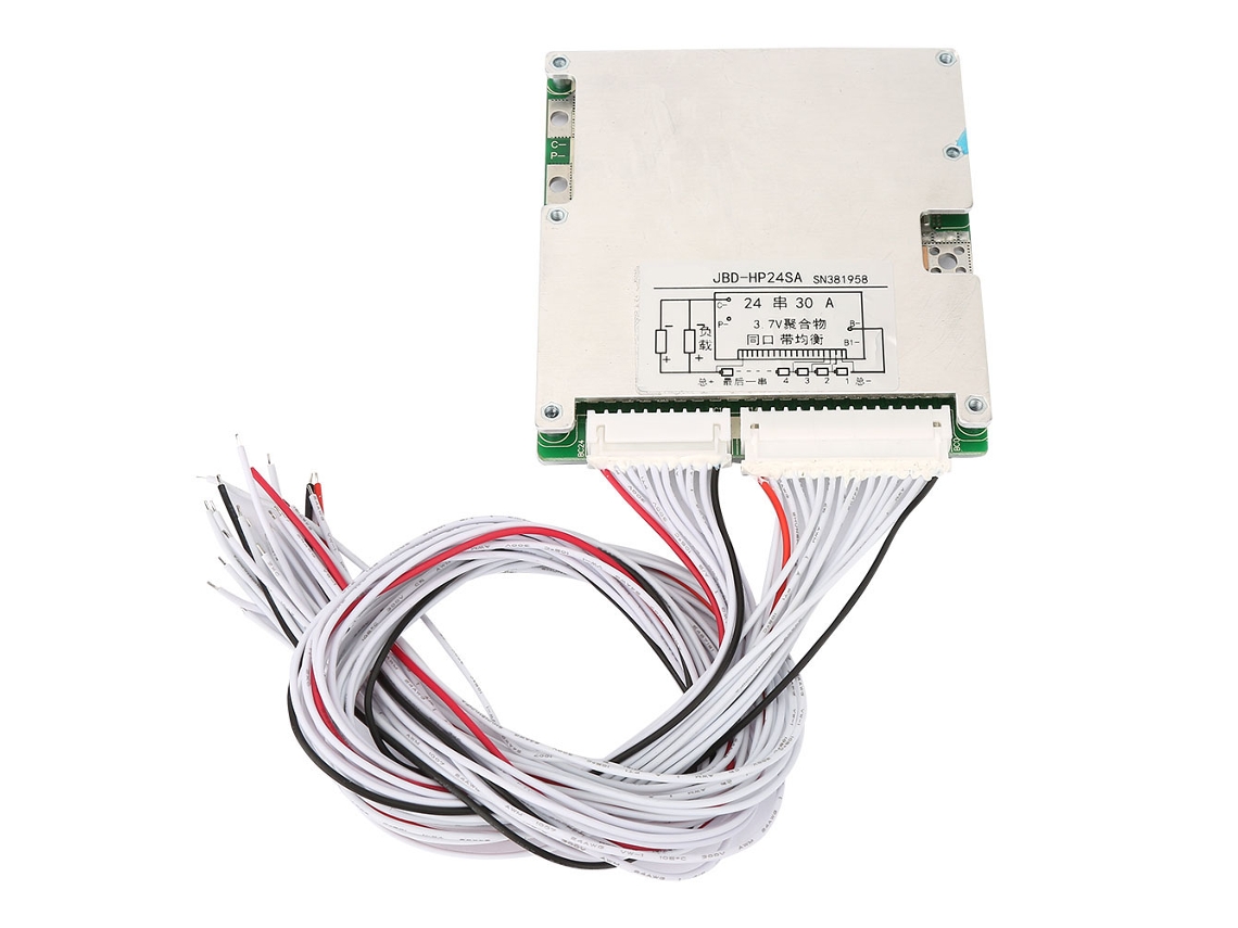 Placa De Protección Bms Para Batería De Litio 24s 3.7v 30a Con Luz De Equilibrio